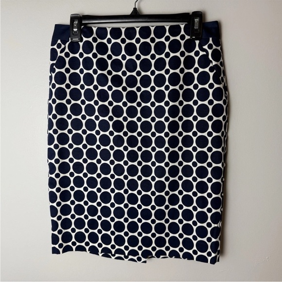 NEW The Limited Pencil Skirt Size 6 Nay Blue White Circles Pockets Back Zip - Picture 2 of 8